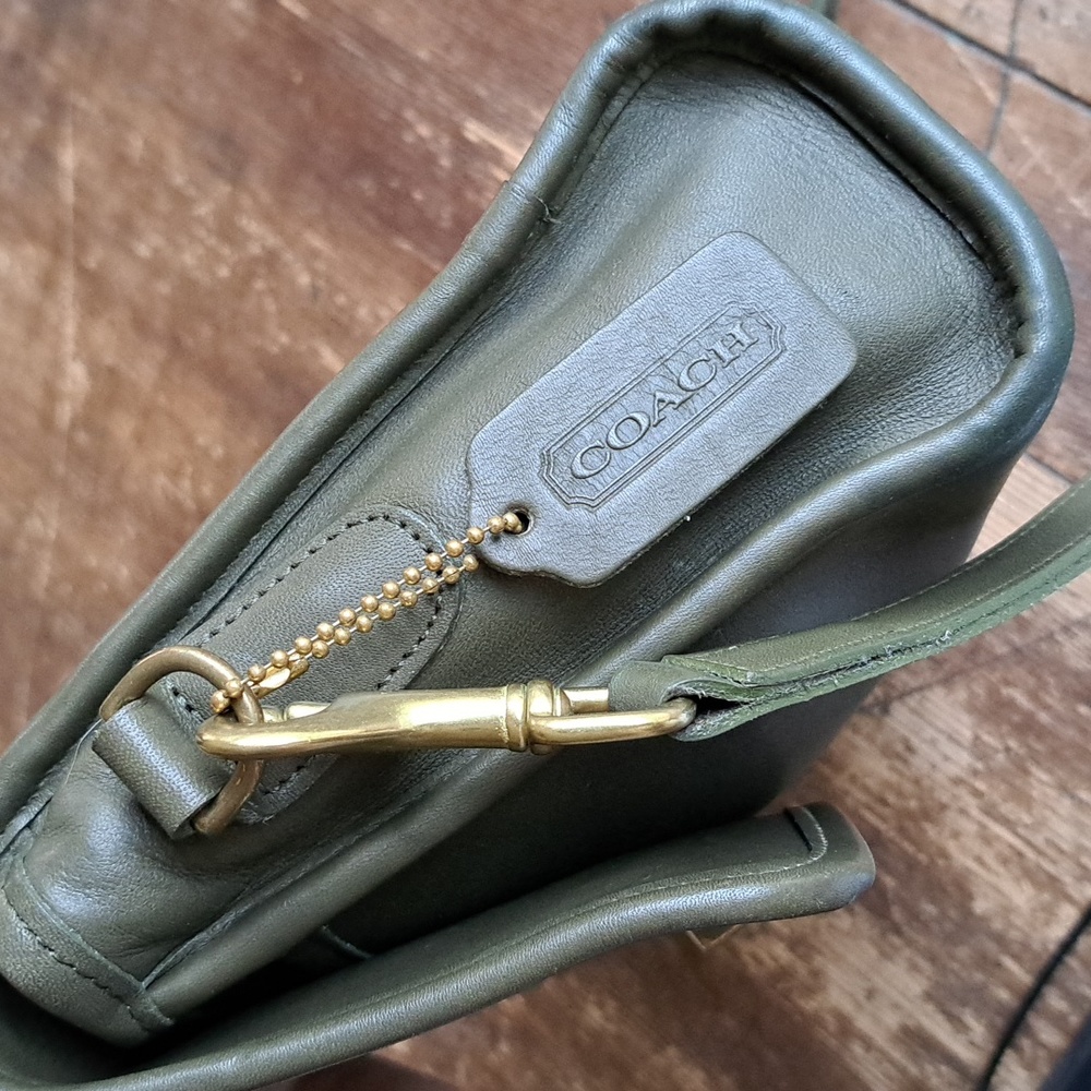 Coach Olive Green Leather Crossbody Satchel - Picture 4 of 13